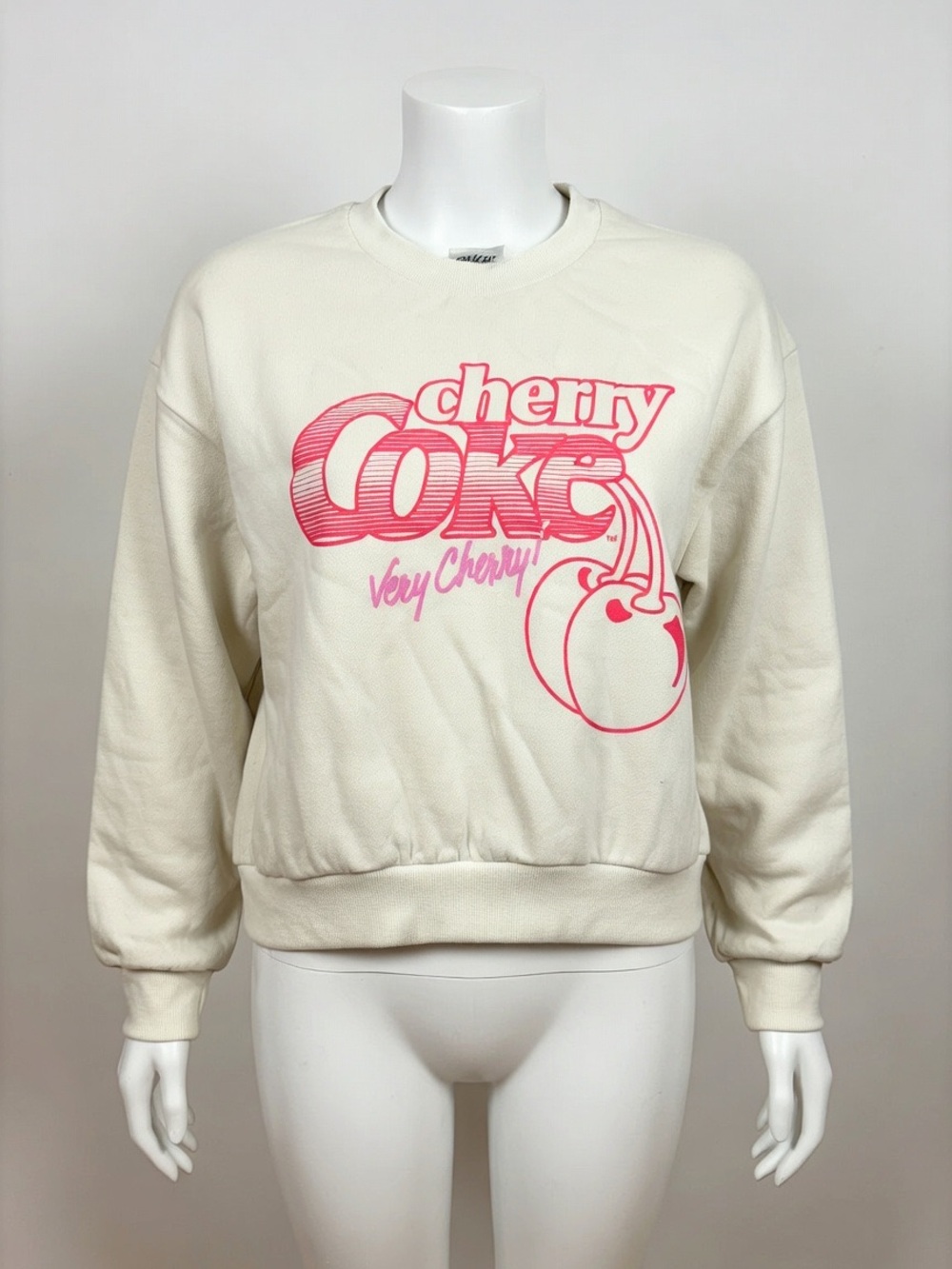 Juicy Couture White Cropped Sweatshirt with Pink Cherry Coke Graphic